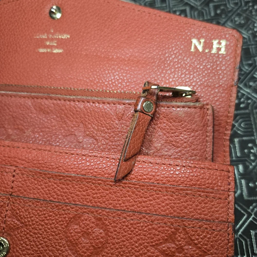 🐢 Louis Vuitton Portefeuille Curieuse Empreinte Red Wallet 2in1 Great Condition - Picture 14 of 15